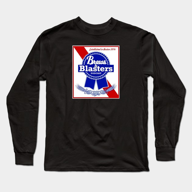 Brews and Blasters Label Long Sleeve T-Shirt by RetroZap